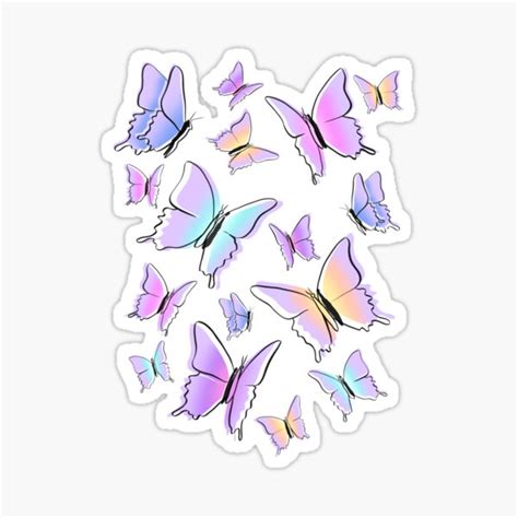 Pastel Butterflies Sticker For Sale By Atlasbackache Redbubble