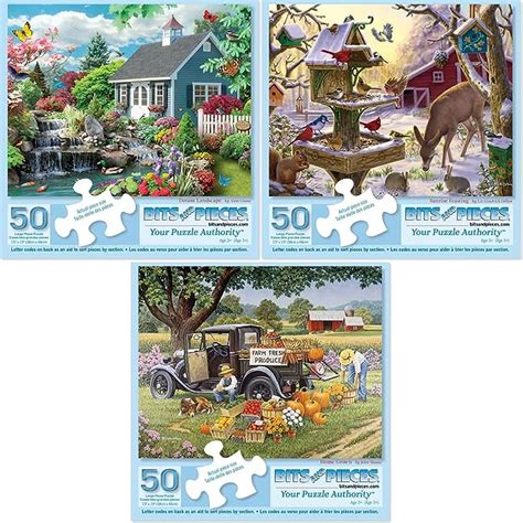 Bits And Pieces Value Set Of Three Piece Jigsaw Puzzles For