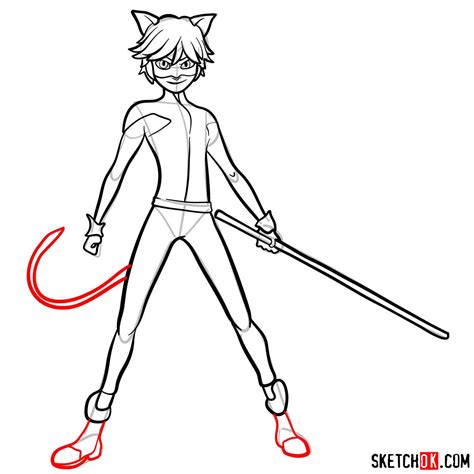 How To Draw Cat Noir Sketchok Easy Drawing Guides