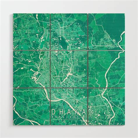 Dhaka City Map Of Bangladesh Watercolor Wood Wall Art By Demap Studio