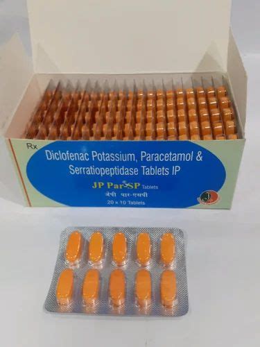 Diclofenac Potassium Paracetamol Serratiopeptidase Tablets 100 Mg At Rs 600box In Nagpur