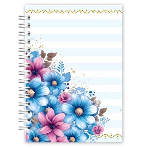 Caderno A5 Floral C Listras Gb Paper Encadernação Criativa