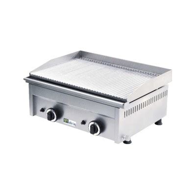 Plancha gaz rainurée professionnelle deux zones de cuisson de 600 x