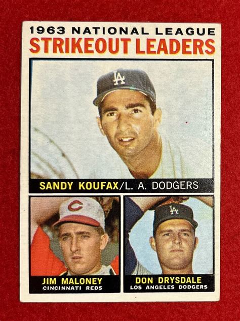 1964 Topps NL Strikeout Leaders 5 Sandy Koufax Jim Maloney Don