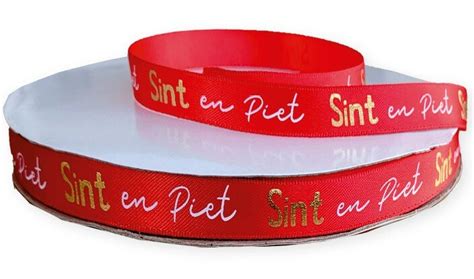 Satijn Lint Rood Sint En Piet 12 Mm Breed 5 Meter Goedkoop Lint