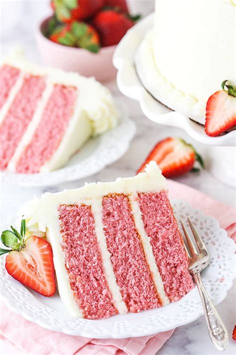 Homemade Strawberry Cake With Cream Cheese Frosting