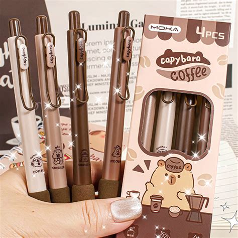 4 Pcs Caixa De 0 5mm ST Nib Cartoon Capybara Coffee Series Soft Grip