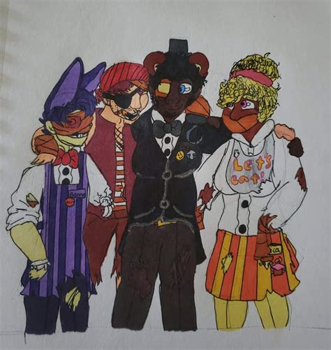 Fnaf 1 And The Withered Animatronics As Humans Five Nights At Freddys Amino