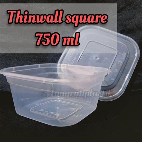 Jual Thinwall Square 750 Ml Food Container Per Pack Shopee Indonesia