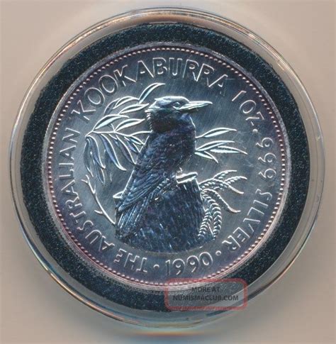 1990 Australian 1 Oz Silver Kookaburra 5 Dollar Coin