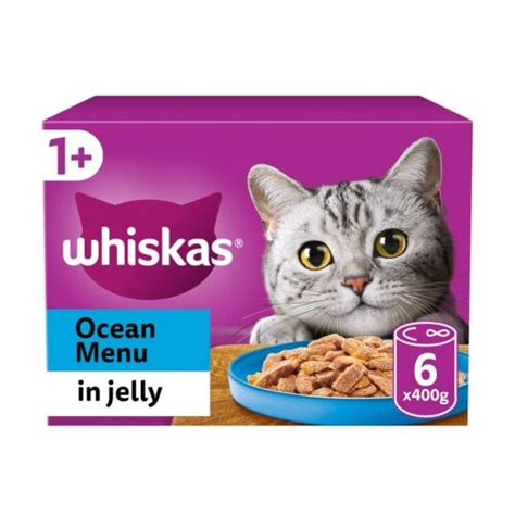 Whiskas Ocean Menu Adult Wet Cat Food Fish In Jelly Tin 6x400g PACK OF