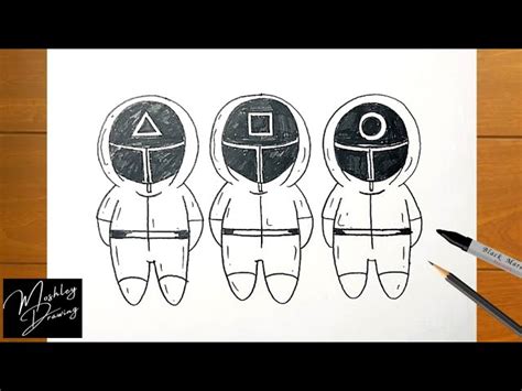 How To Draw Squid Game Soldiers From Squid Game Netflix Movies Chibi Character Drawing