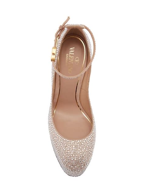 Crystal Embellished Leather Platform Pumps Platform Pumps Valentino