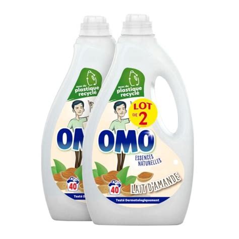 Lessive liquide lait d amande OMO le lot de 2 bidons de 2L à Prix