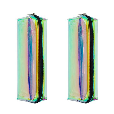 Clear Holographic Makeup Bags 2pcs Travel Cosmetic Pouches With