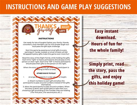 Pass The T Left Right Game Thanksgiving Game Adults Kids Friends