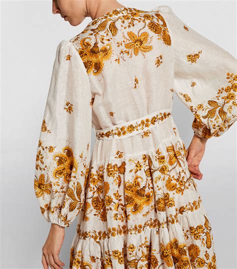 Womens Zimmermann Yellow Floral Tiered Amelie Dress Harrods Uk