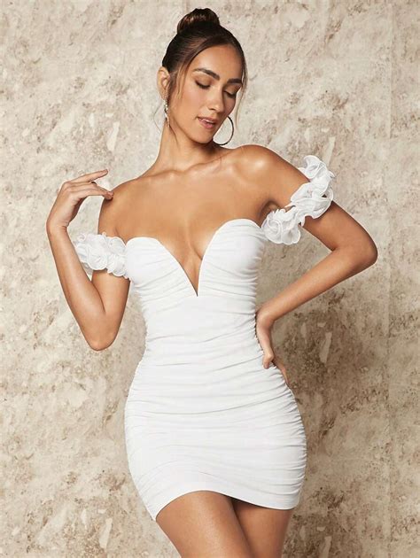 Shein Bae Off Shoulder Ruched Bodycon Dress Shein Usa