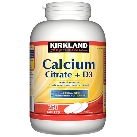 Kirkland Signature Calcium Citrate With Vitamin D3 250 Tablets Au