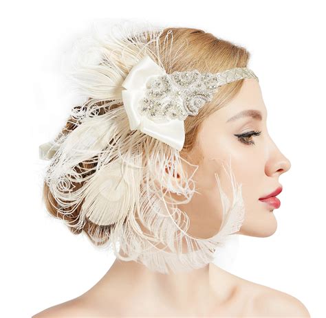 Buy Artideco S Flapper Headpiece Peacock Feather Sequins Headband