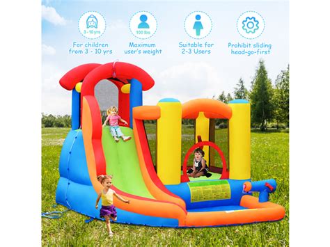 Costway Inflatable Bounce House Water Slide W Climbing Wall Splash Pool Water Cannon