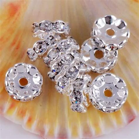 2019 10MM Clear Crystal Rhinestone Wavy Rondelle Spacer Beads Metal