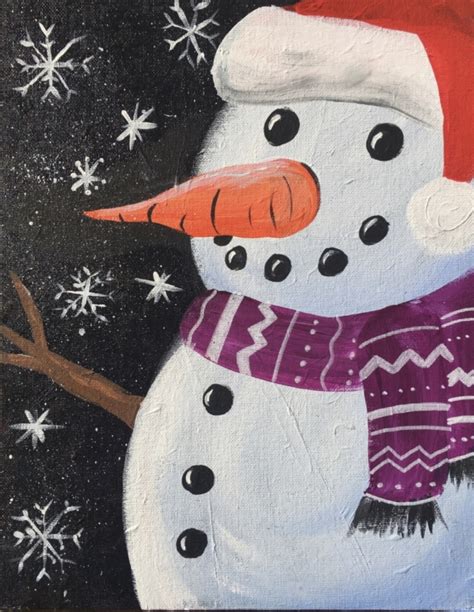 How To Paint A Snowman At Night Step By Step Painting