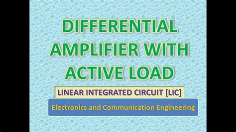 Differential Amplifier With Active Load Youtube