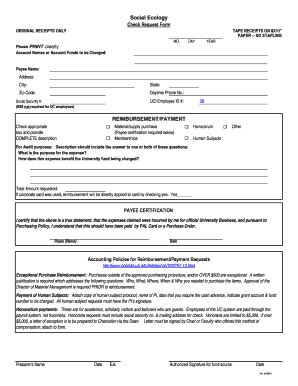 Fillable Online Socialecology Uci Social Ecology Check Request Form