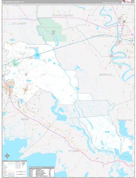 St Martin Parish County Wall Map Premium Marketmaps