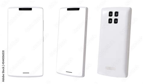 white blank screen android phone isolated  white front   view