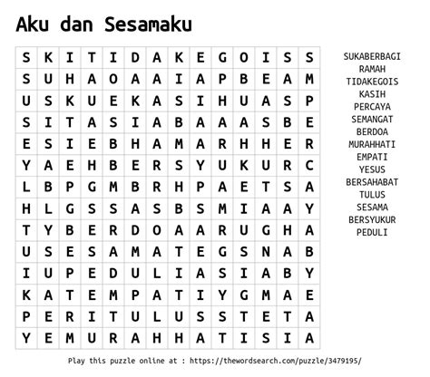 Aku Dan Sesamaku Word Search