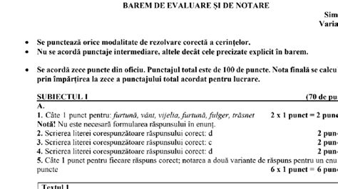 Simulare Bac Subiecte Limba Rom N Ce Le A Picat Elevilor De La