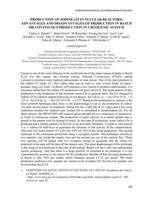 (PDF) Production Of Iodine-125 In Nuclear Reactors: Advantages And Disadvantages Of Production ...