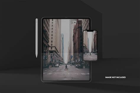 premium psd floating screen device psd mockup