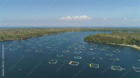 Fish Farm With Cages For Fish And Shrimp In The Philippines Luzon