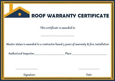 Roofing Warranty Certificate Templates Free Certificate Throughout