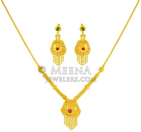 Karat Gold Set Stls K Gold Necklace And Earring Set Is