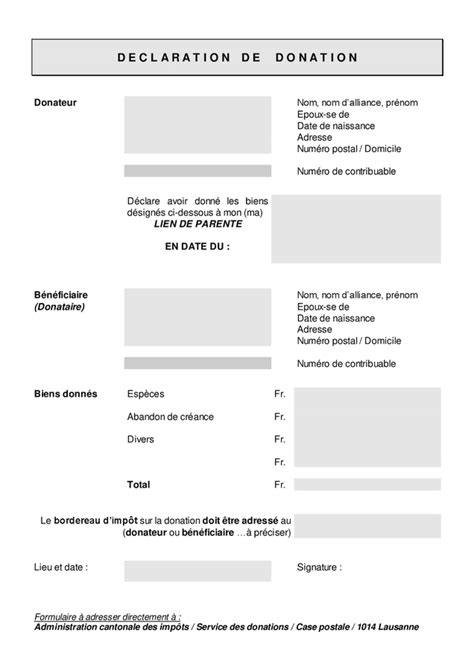 Declaration De Donation DOC PDF Page 1 Sur 1