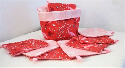 Lingettes Lavables Par Et Panier Tissu Imprim Ibis Personnalisable