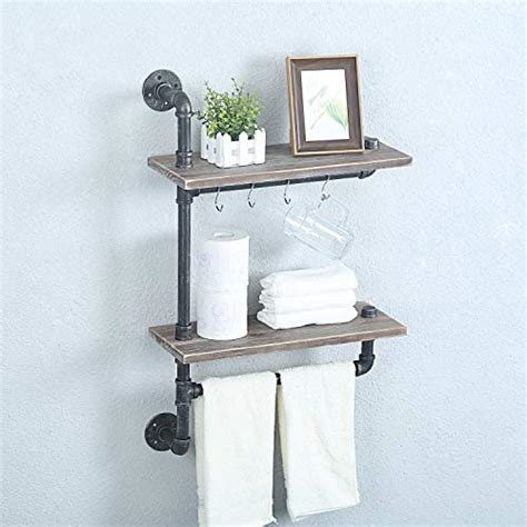 Mbqq Tiered Industrial Pipe Bathroom Shelves Wall Mounted Rustic