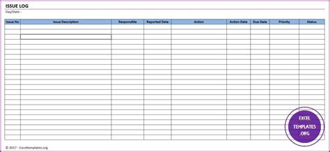 Issue Log Template Excel Templates Excel Spreadsheets Excel