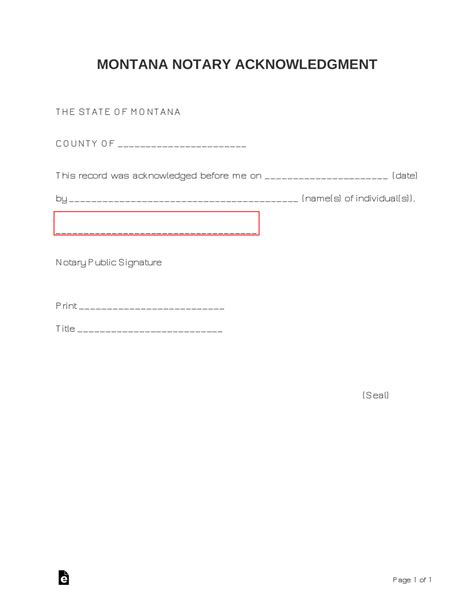 Free Montana Notary Acknowledgment Form Pdf Word Eforms Hot Sex Picture