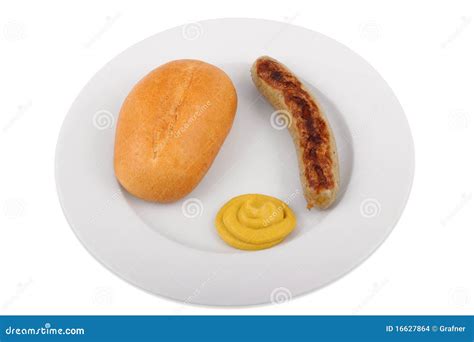 Bratwurst Allemande Avec Le Pain Et La Moutarde Photo Stock Image Du