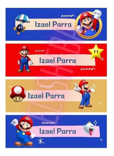 Etiquetas Escolares Mario Bros Imprimible Personalizadas En