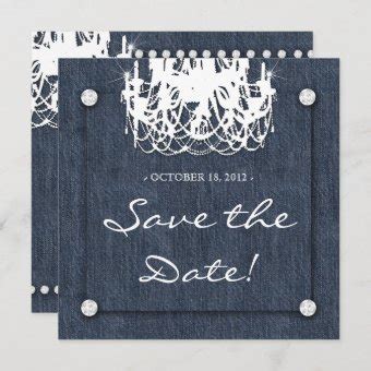 Denim N Diamonds Wedding Invitation Chandelier 1 Zazzle