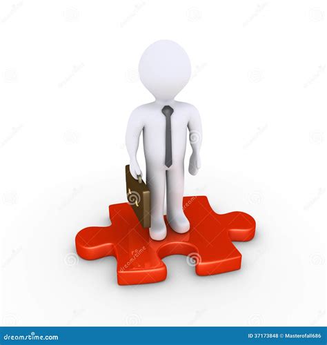 Businessman Standing On Puzzle Piece Stock Illustration Illustration