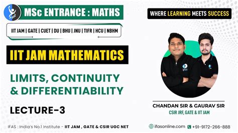 Limits Continuity Differentiability Lecture Iit Jam