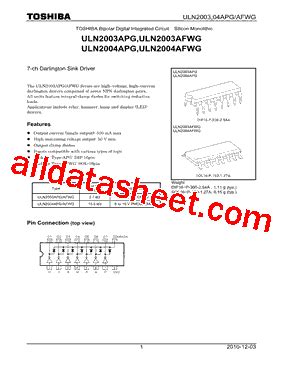 ULN2003APG Datasheet PDF Toshiba Semiconductor