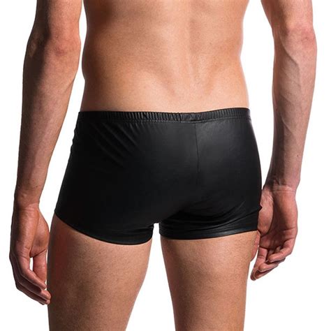 New Fashion Men Sexy Black Faux Leather Boxer Shorts Erotic Jockstrap